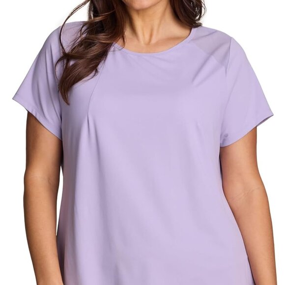 Women's Workout Top Mesh Panels Quick Dry Breathable Plus Size Active Tee - Picture 4 of 6